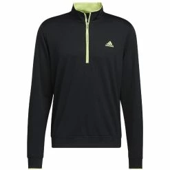 Adidas Lightweight 1/4 Zip Pullover - Black/Pulse Lime