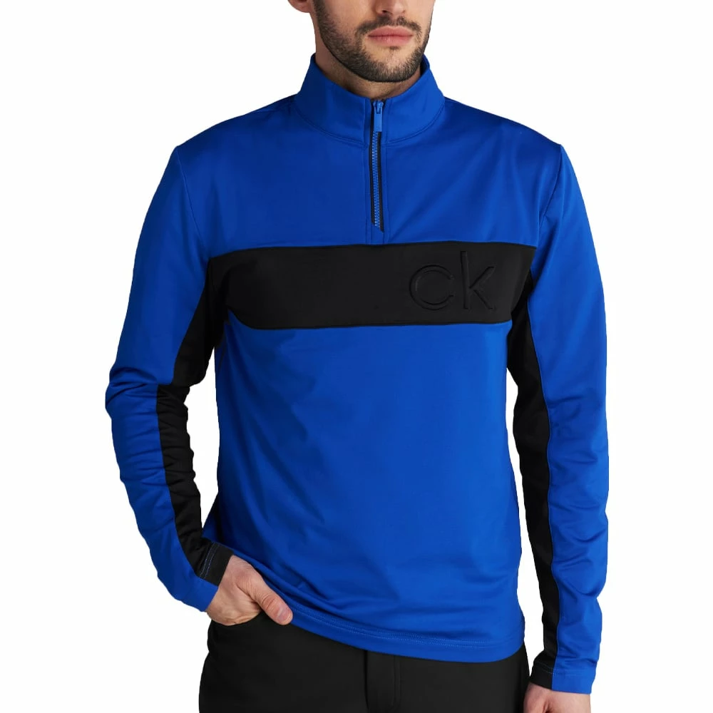 Calvin Klein Embossed Half Zip Insul-Lite Pullover - Blue/Black - Image 3