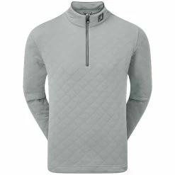 FootJoy Diamond Jacquard 1/4 Zip Pullover - Grey/Charcoal