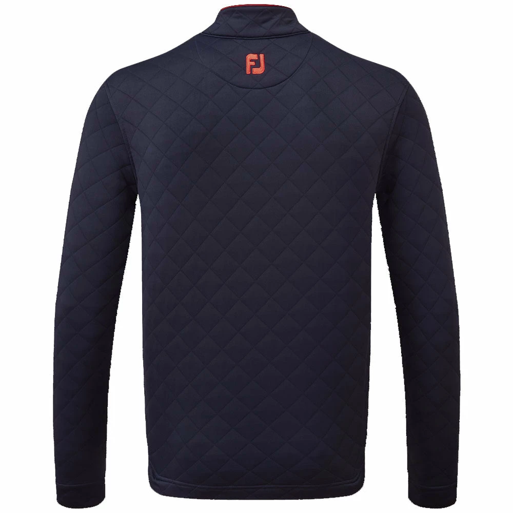 FootJoy Diamond Jacquard 1/4 Zip Pullover - Navy/Bright Red - Image 2