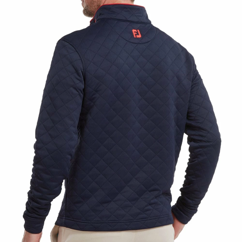 FootJoy Diamond Jacquard 1/4 Zip Pullover - Navy/Bright Red - Image 4