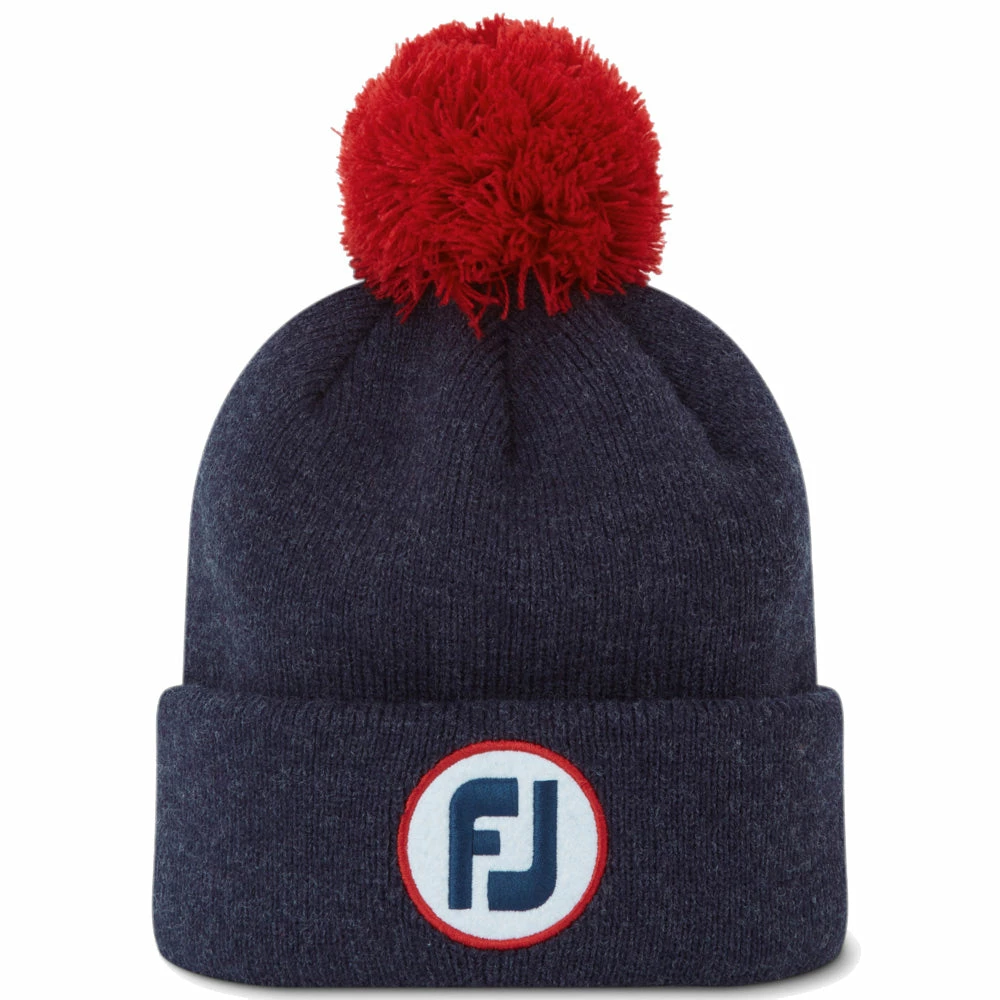 FootJoy FJ Solid Pom Pom Beanie Hat - Navy - Image 3