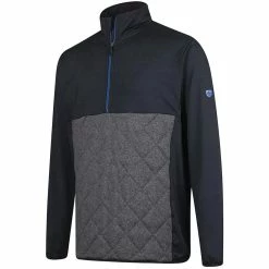 Island Green 1/4 Zip Wind Jacket - Black/Charcoal Marl/Turquoise