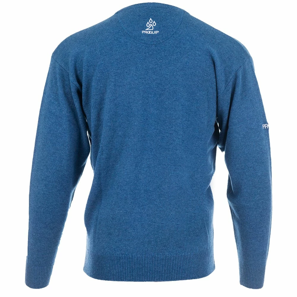 ProQuip Lambswool Water Repellent V Neck Golf Sweater - Mariner Blue - Image 2