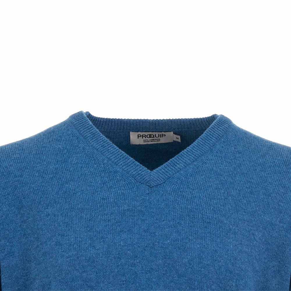 ProQuip Lambswool Water Repellent V Neck Golf Sweater - Mariner Blue - Image 3