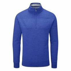 Oscar Jacobson Anders Lined 1/2 Zip Sweater - Royal Blue