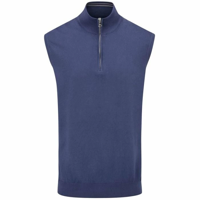 Oscar Jacobson Bob 1/2 Zip Sleeveless Pullover - Navy - Image 2