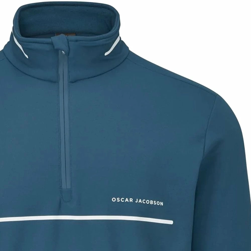 Oscar Jacobson Darwin 1/4 Zip Pullover - Teal/White - Image 3