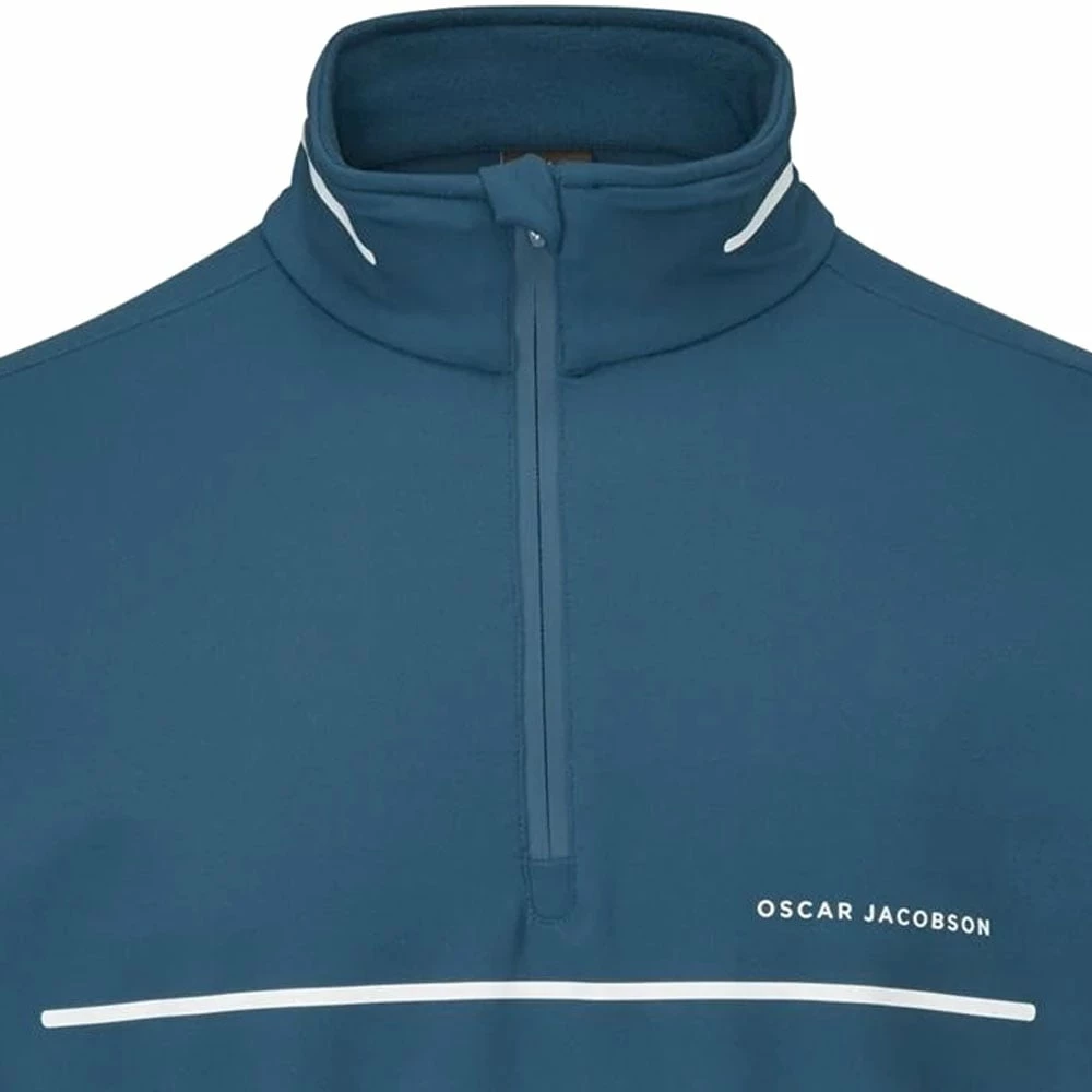 Oscar Jacobson Darwin 1/4 Zip Pullover - Teal/White - Image 5