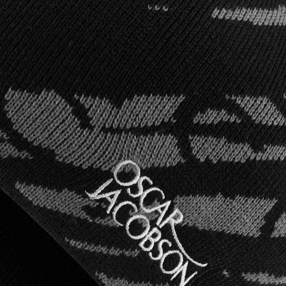 Oscar Jacobson Memphis Knitted Bobble Hat - Black/Pewter - Image 2