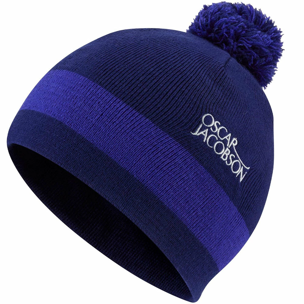 Oscar Jacobson Murray Knitted Bobble Hat - Navy/Royal Blue
