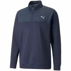 Puma Cloudspun Colour Block 1/4 Zip Pullover - Navy Blazer/Navy Blazer Heather