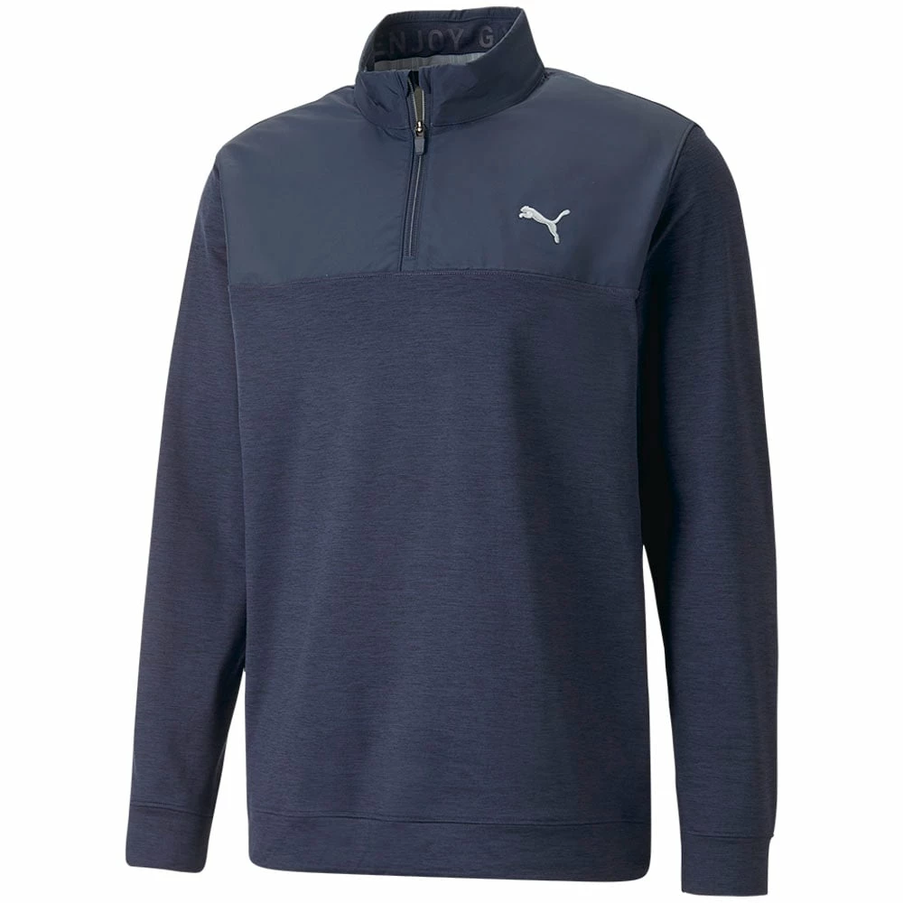 Puma Cloudspun Colour Block 1/4 Zip Pullover - Navy Blazer/Navy Blazer Heather