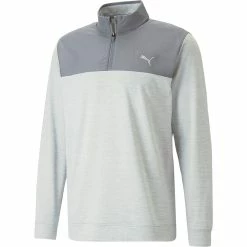 Puma Cloudspun Colour Block 1/4 Zip Pullover - Quiet Shade/High Rise Heather