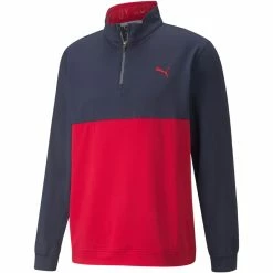 Puma Gamer Colour Block 1/4 Zip Pullover - Navy Blazer/Ski Patrol