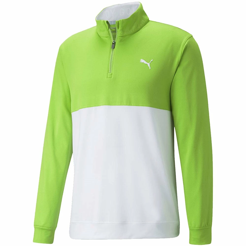 Puma Gamer Colour Block 1/4 Zip Pullover - Greenery/Bright White